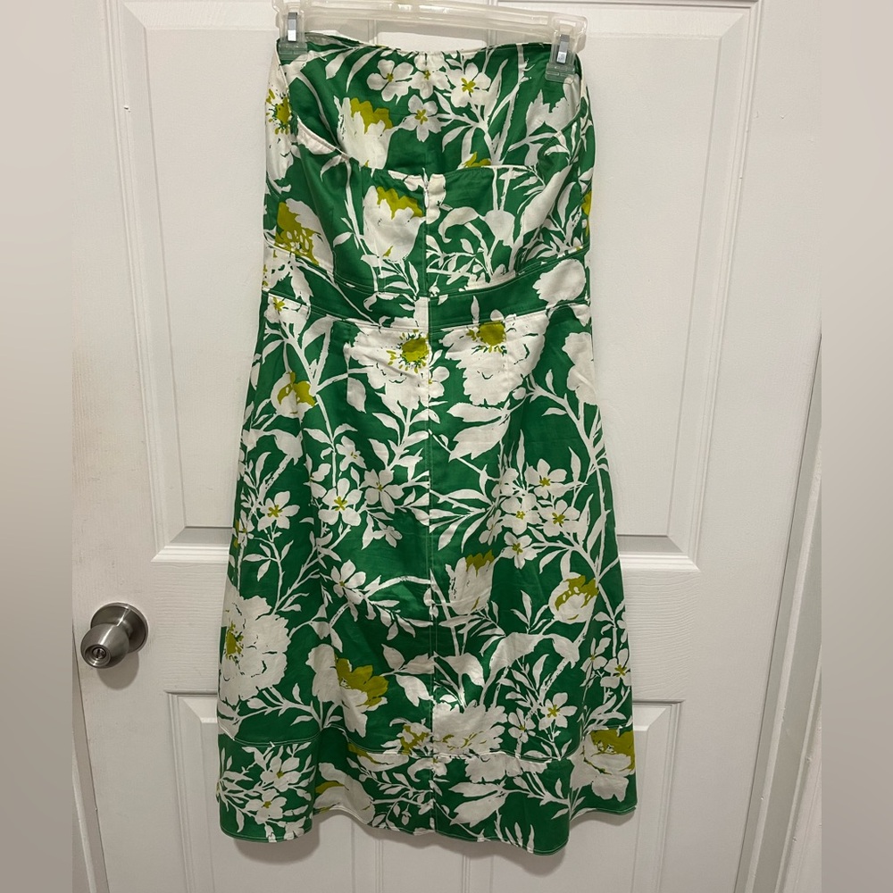 J CREW Womens Green White Floral
Cotton Strapless Dress  Size 6 - Picture 3 of 12